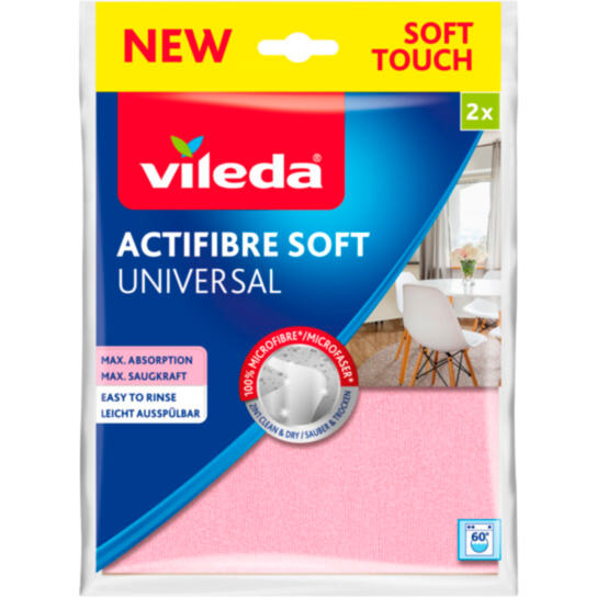 Vileda Allzwecktuch Actifibre Soft, 2er Set Staubwischer, rosa