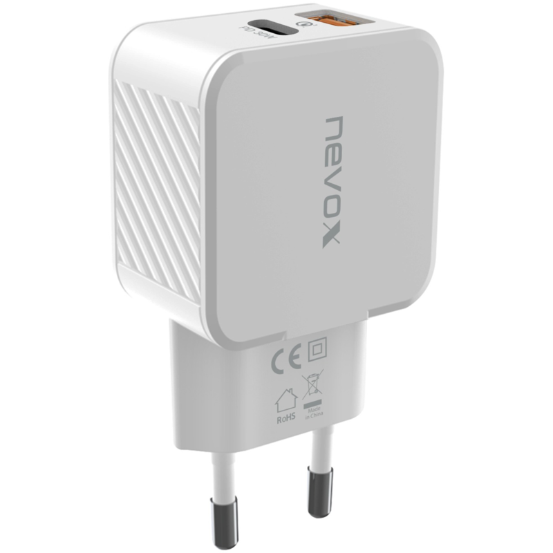 Nevox USB PD TYPE C + QC3.0 / PPS Ladegerät, weiß, 30 Watt