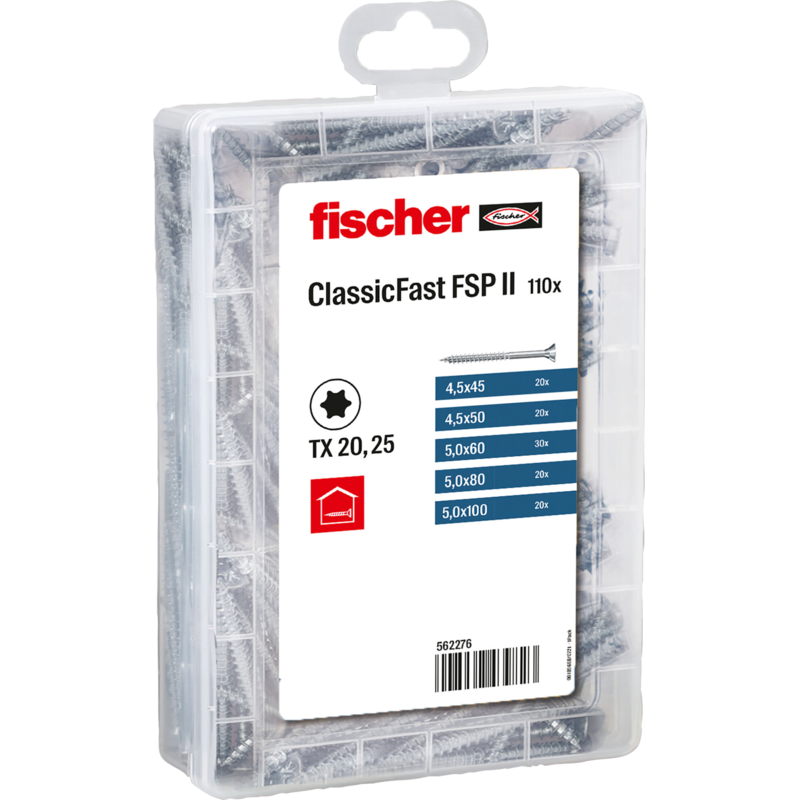 fischer Meister-Box ClassicFast SK TG TX, 4,5 - 5,0mm Schrauben-Set, 110-teilig