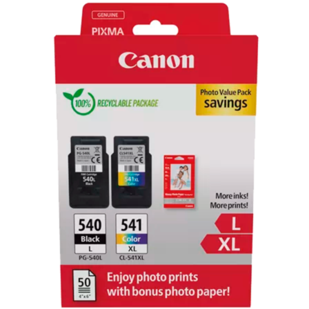 Canon Tinte Photo Value Pack PG-540L/CL541-XL, inkl. 50 Blatt 10x15 Fotopapier