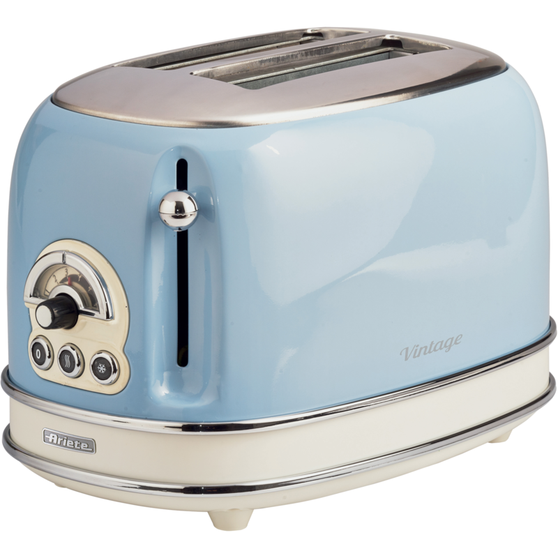 Ariete Vintage Toaster 155, hellblau, 810 Watt, für 2 Scheiben Toast