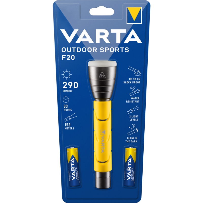 VARTA Outdoor Sports F20 Taschenlampe, gelb/schwarz