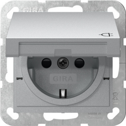 Gira Steckdose Schutzkontakt Typ F 16 Ampere 250 Volt mit Klappdeckel, aluminium