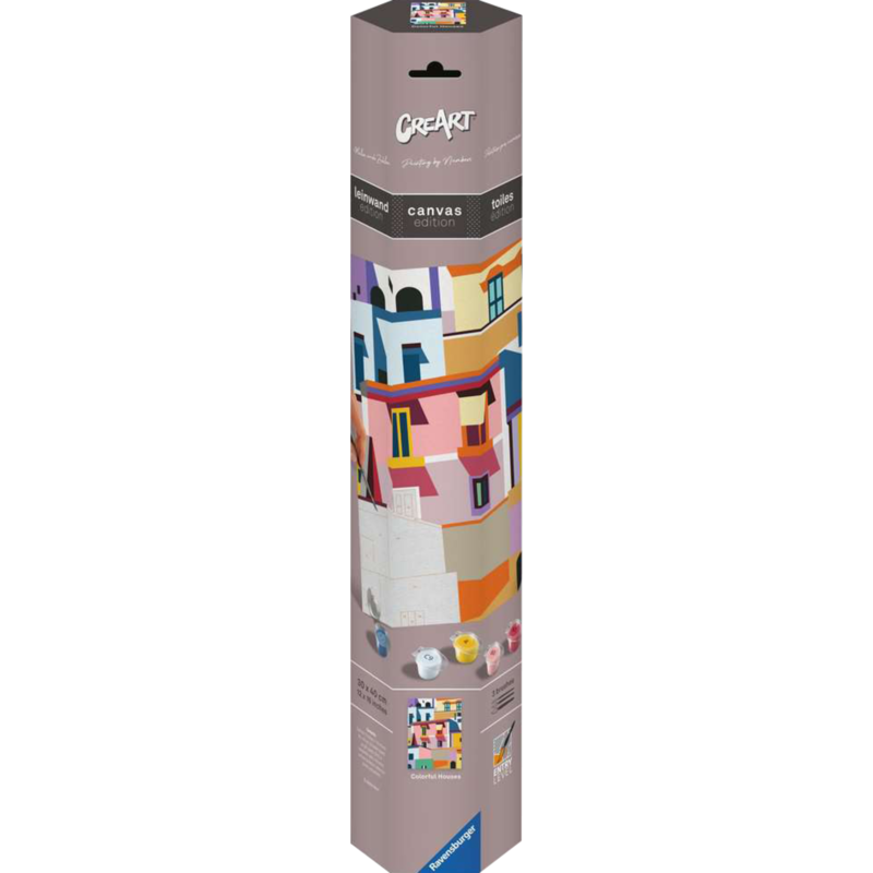 Ravensburger CreArt Leinwand Edition: Farbenfrohe Häuser Malen