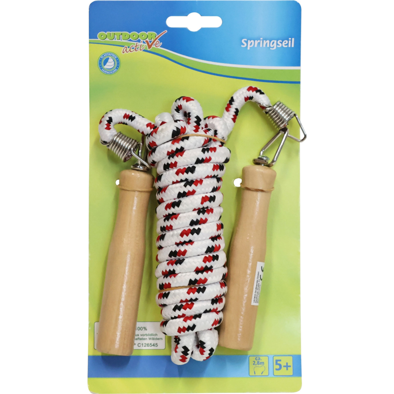 Outdoor active Springseil mit Holzgriffen, Länge 280 Zentimeter, holz