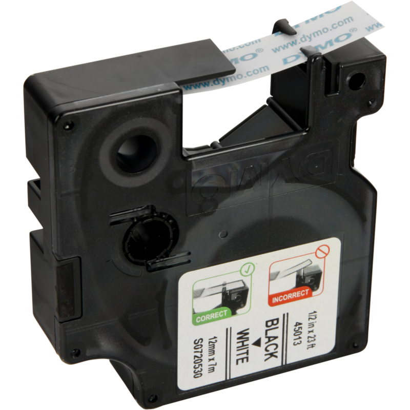 Dymo D1 ORIGINAL Schriftband VORTEILSPACK schwarz auf weiß, 12mm x 7m, 10 Stück