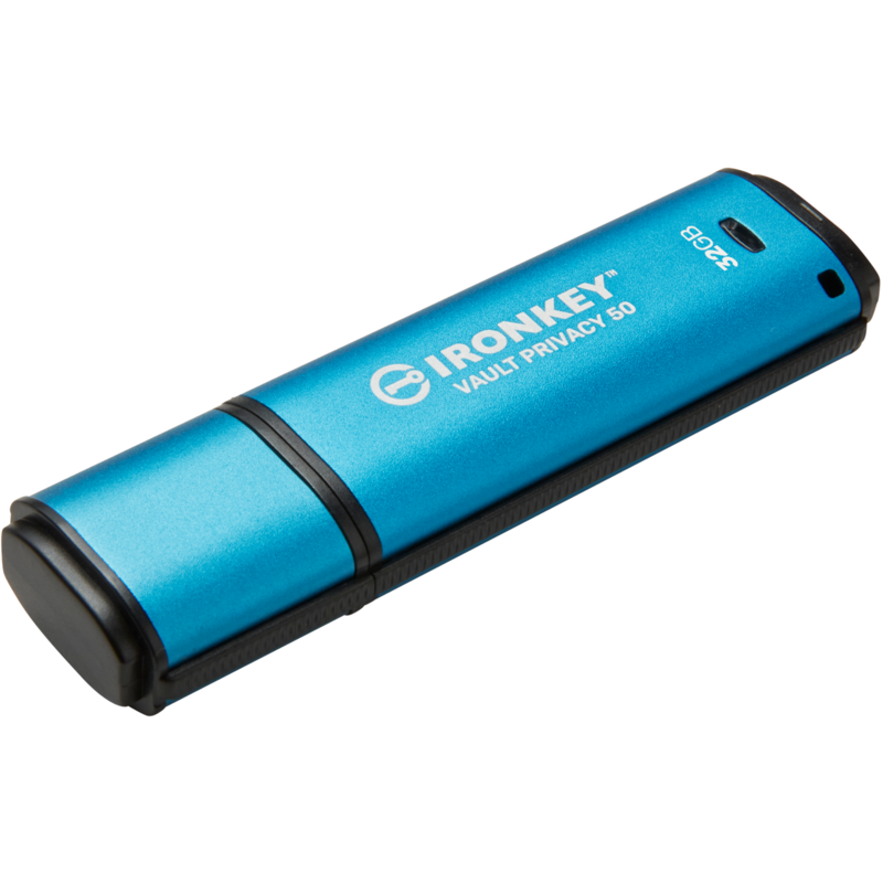 Kingston IronKey Vault Privacy 50 32 GB USB-Stick, hellblau/schwarz, USB-A 3.2