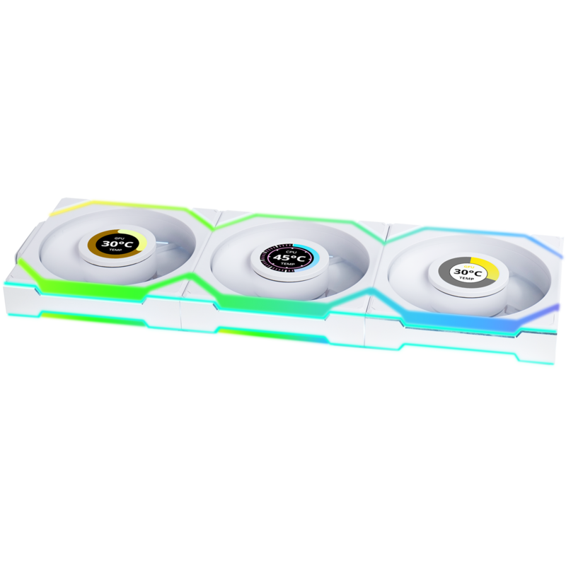 Lian Li UNI FAN SL120 LCD Wireless Gehäuselüfter, weiß, 3er-Pack inkl.