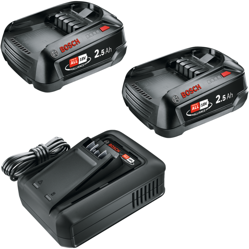Bosch Heimwerken & Garten Akku Starter-Set 18V 2x 2,5Ah + Schnellladegerät AL