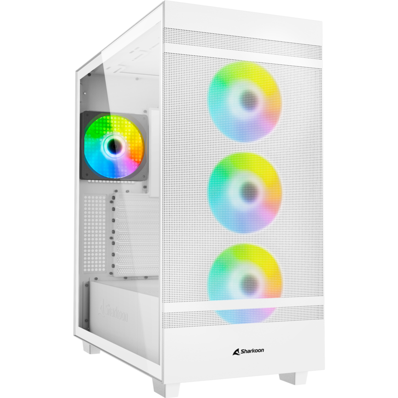 Sharkoon Rebel C50 RGB Tower-Gehäuse, weiß, Gehärtetes Glas
