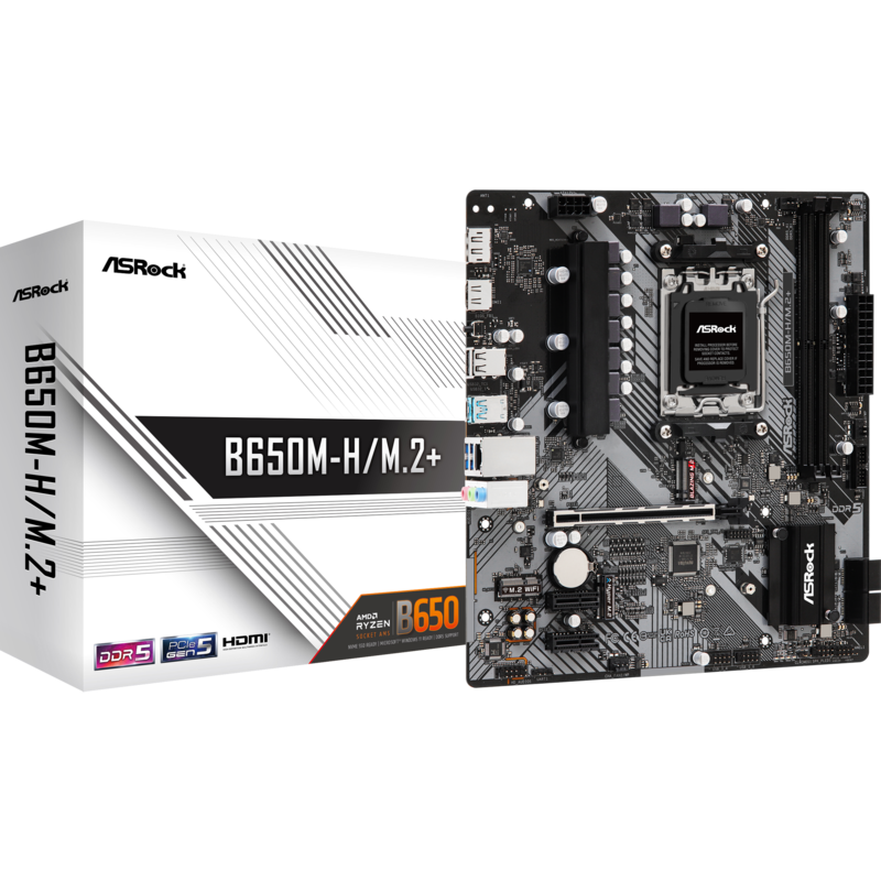 ASRock B650M-H/M.2+ Mainboard, grau/schwarz