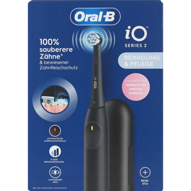 Braun Oral-B iO Series 2 mit Reiseetui Night Black Elektrische Zahnbürste