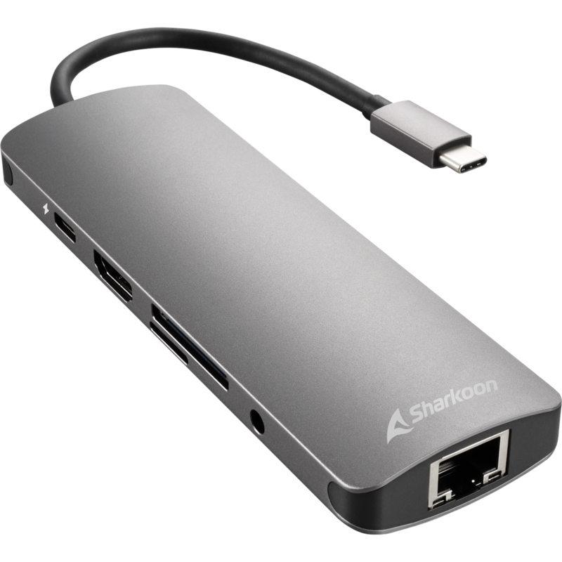 Sharkoon USB 3.0 Type C Combo Adapter Dockingstation, dunkelgrau