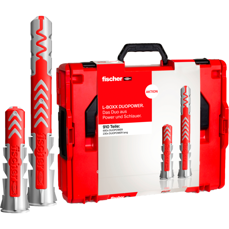 fischer L-BOXX 102 DuoPower Dübel, hellgrau/rot, 910-teilig
