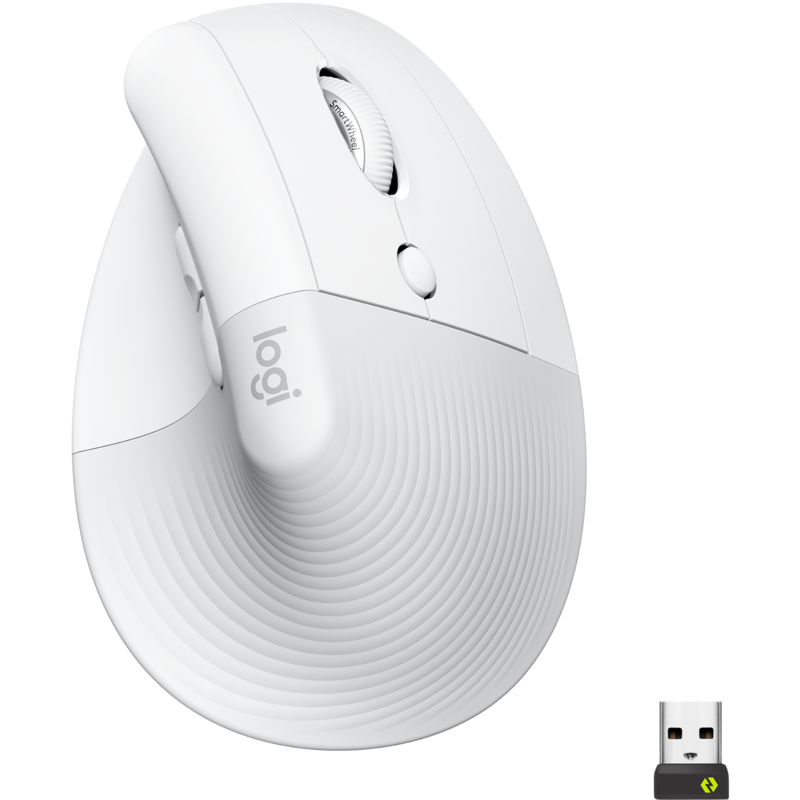 Logitech Lift Maus, weiß/hellgrau, Logi Bolt, Bluetooth, Windows/macOS/iPadOS