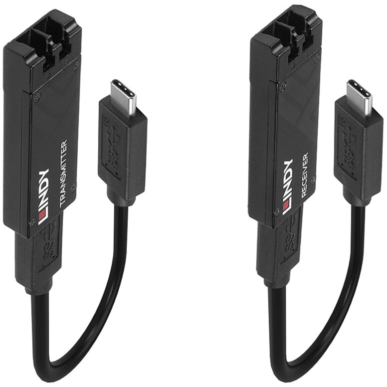 Lindy Fibre Optic USB 3.2 Typ C Extender Verlängerungskabel, schwarz, max.