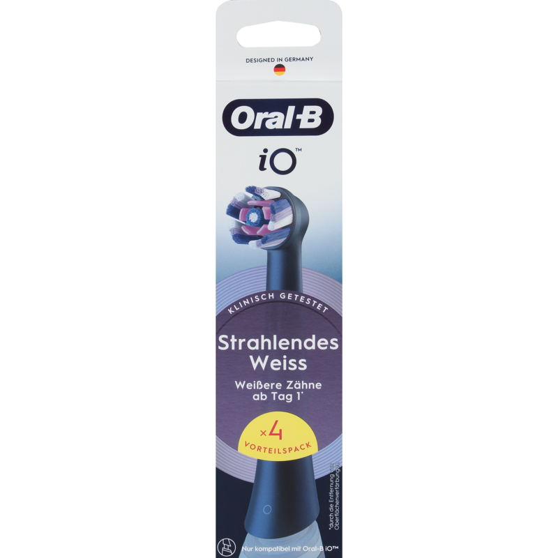 Braun Oral-B iO Strahlendes Weiss 4er Aufsteckbürste, schwarz, Für eine
