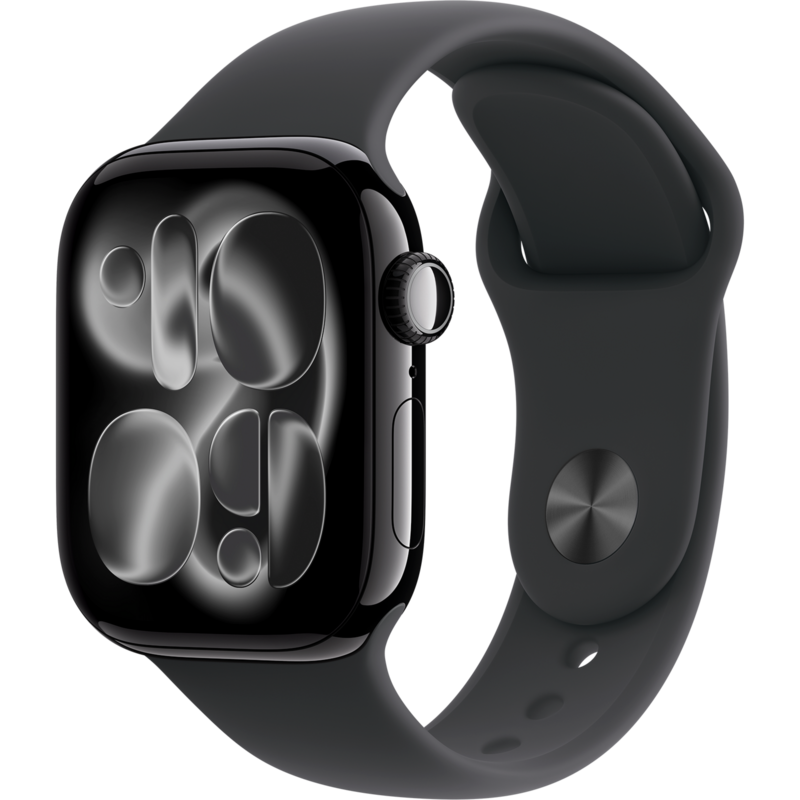 Apple Watch Series 11 Smartwatch, grau, Aluminium, 42 mm, Sportarmband schwarz