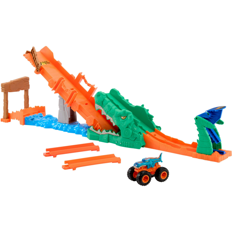 Mattel Hot Wheels Monster Trucks Krokodil Crash Challenge Spiel