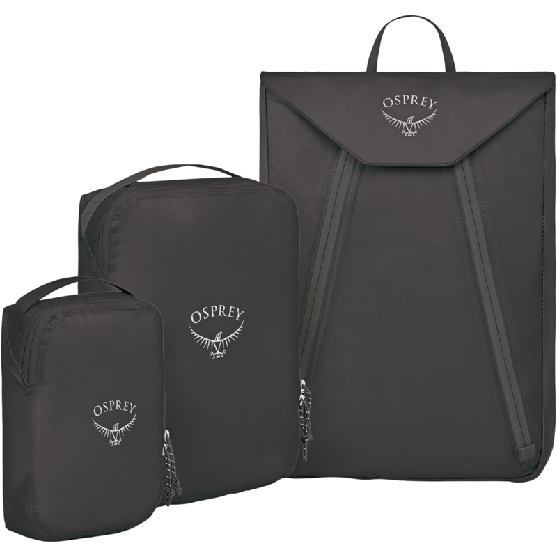 Osprey Ultralight Starter Set Tasche, schwarz, 2 Packing Cubes, 1 Kleidermappe
