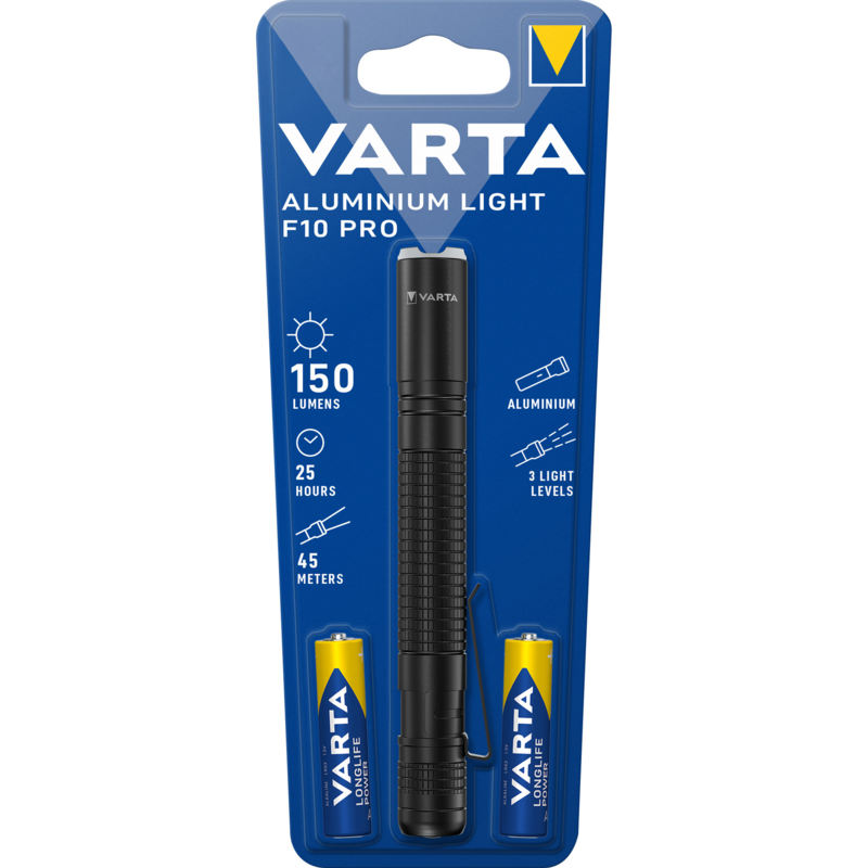 VARTA Aluminium Light F10 Pro Taschenlampe, schwarz