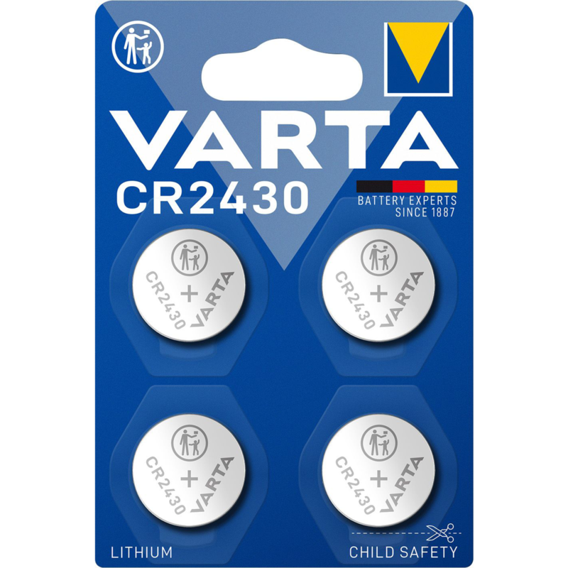 VARTA Lithium Coin Knopfzelle CR2430 Batterie, 4 Stück