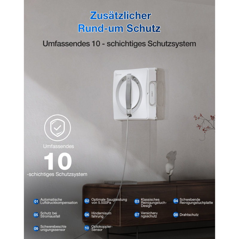 Ecovacs Fensterputz-Roboter WINBOT W2 PRO Fenstersauger, weiß, 90 Watt