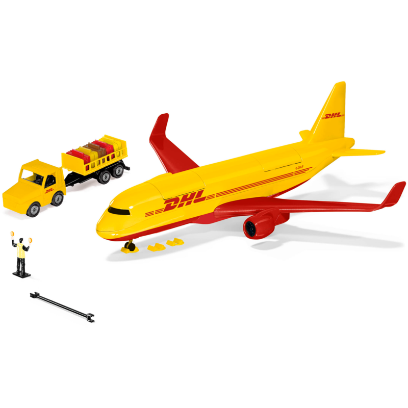 SIKU DHL Frachtflugzeug mit Zubehör Modellfahrzeug, blau/weiß