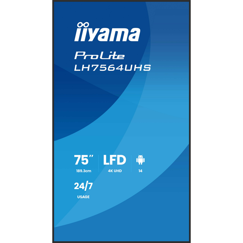 iiyama ProLite LH7564UHS-B1AG Public Display, schwarz (matt), UltraHD/4K, VA
