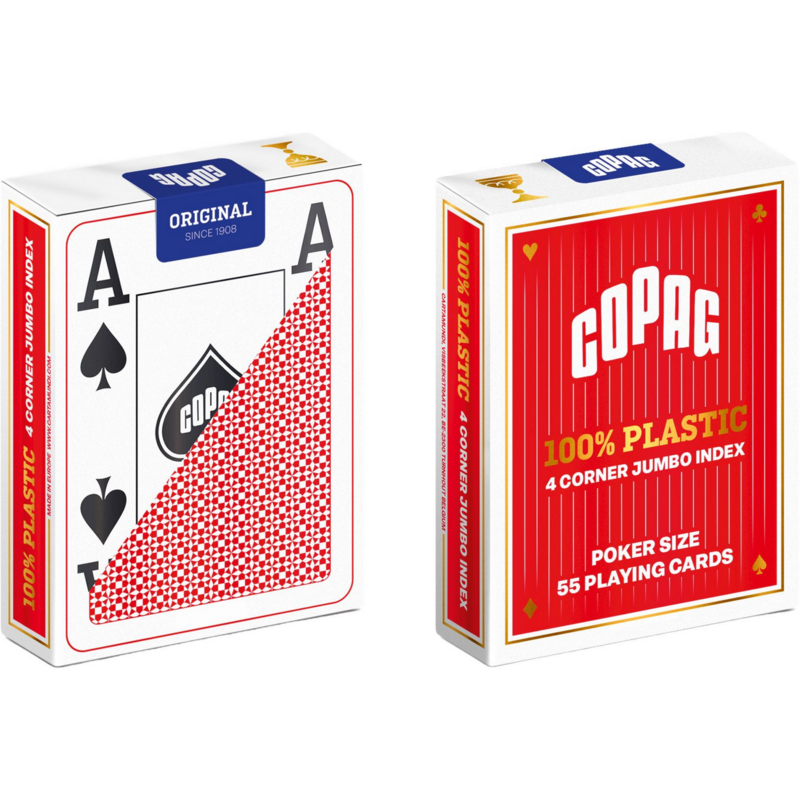 Cartamundi 100 Prozent Plastik Poker Jumbo Index Spielkarten Kartenspiel, rot