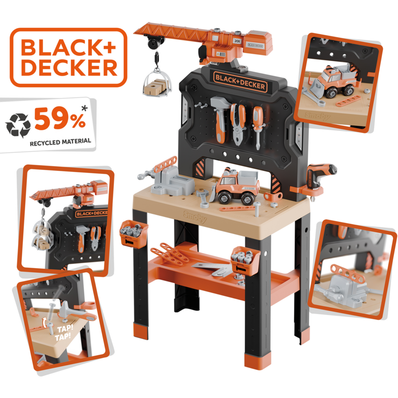 Smoby Black+Decker Werkbank mit Kran Kinderwerkzeug