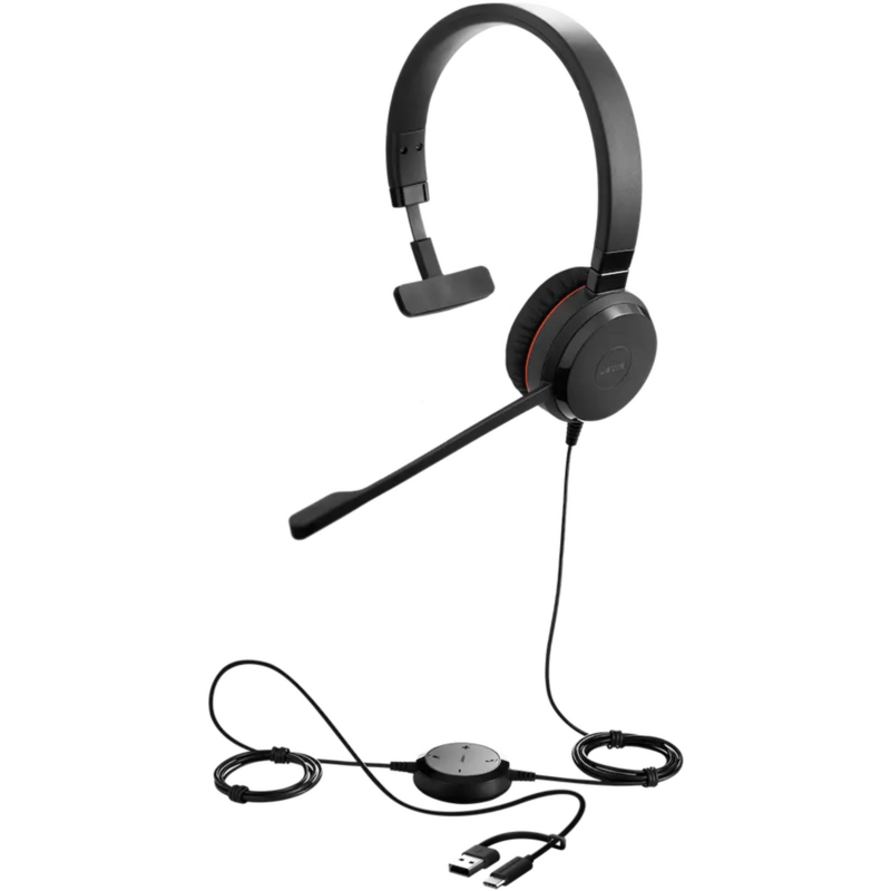 Jabra Evolve 30 II Headset, schwarz, UC, 3,5 mm Klinkenstecker, USB C und USB A