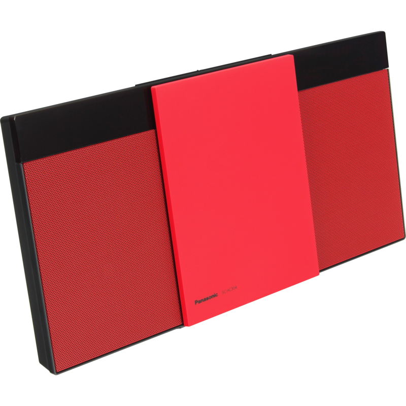 Panasonic SC-HC304EG-R Kompaktanlage, rot, Bluetooth, CD, Radio