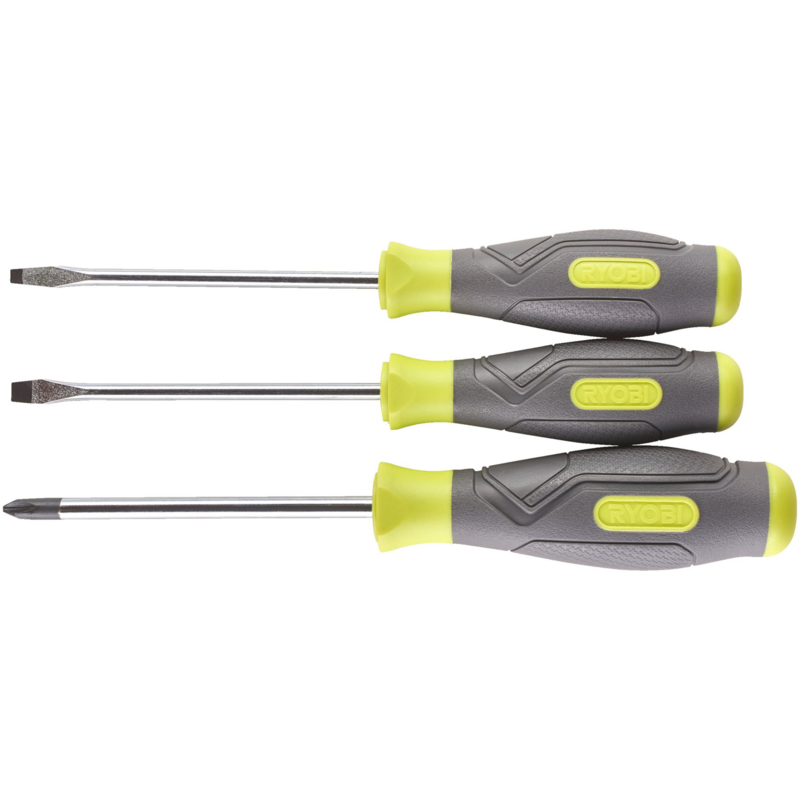 Ryobi Schraubendreher-Set RSD1PH2S, 3-teilig, grün/grau, 1x PH2 / 1x SL5,5 / 1x