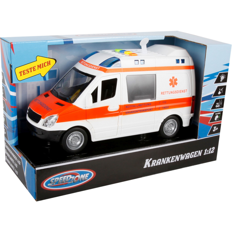 Speedzone Doppel-Commander Krankenwagen mit Licht und Sound Modellfahrzeug