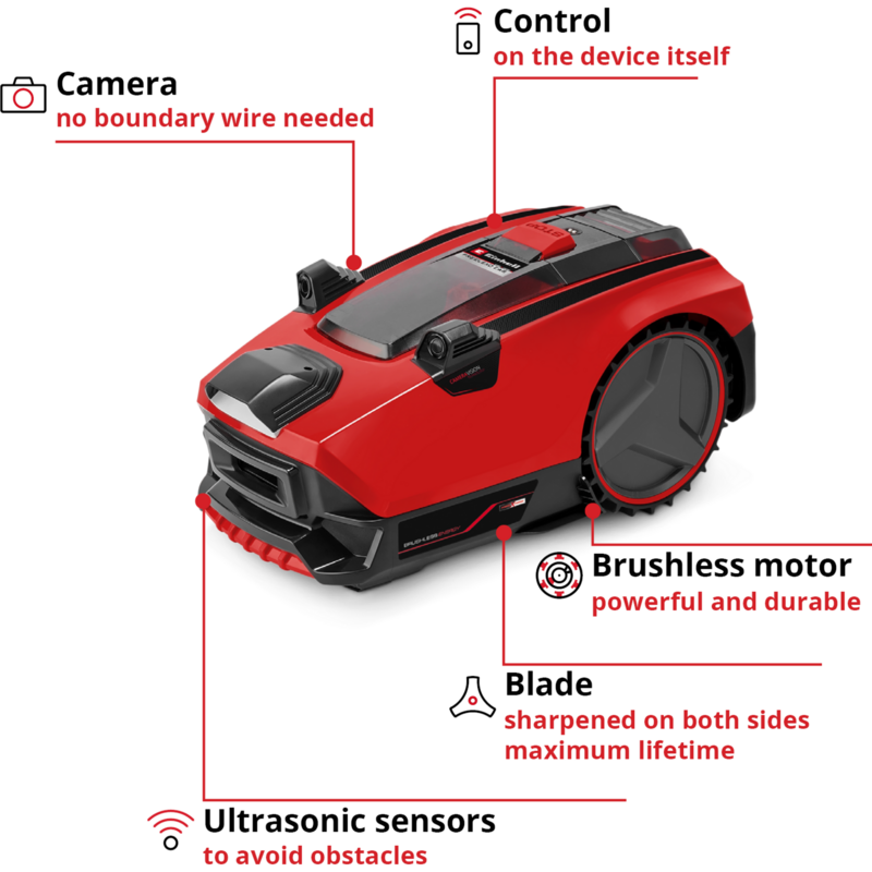 EINHELL Power X-Change Mähroboter FREELEXO CAM 500, rot/schwarz, Li-Ion Akku, Gebraucht