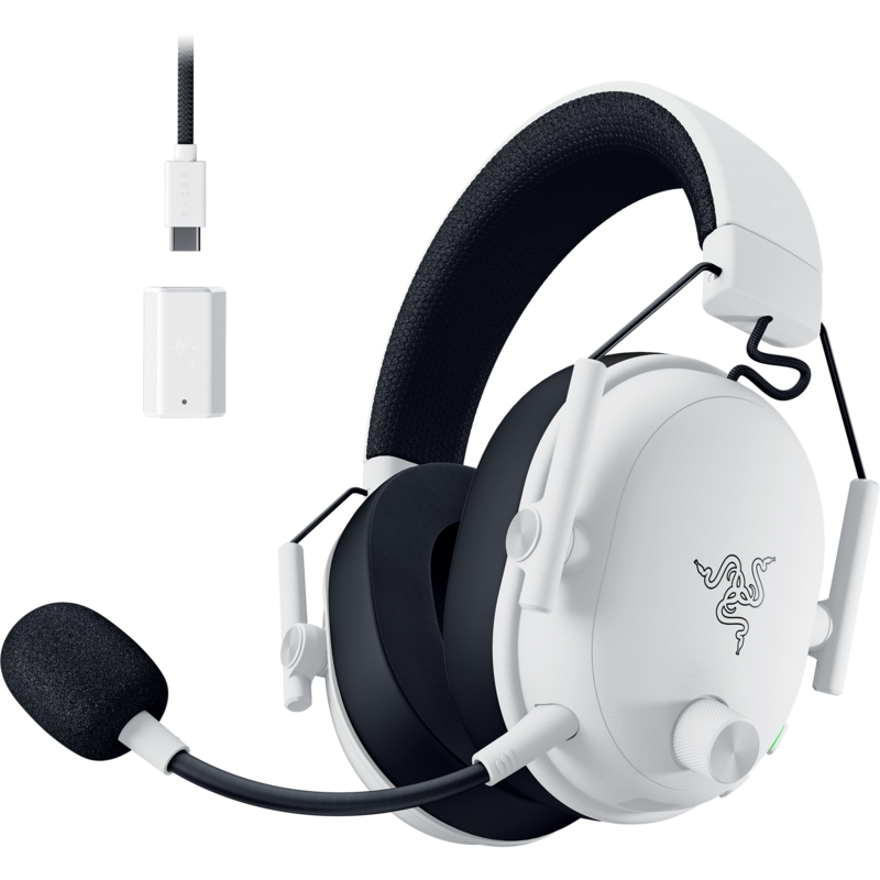 Razer BlackShark V3 Gaming-Headset, weiß/schwarz, 2,4 GHz-Dongle, Bluetooth, USB