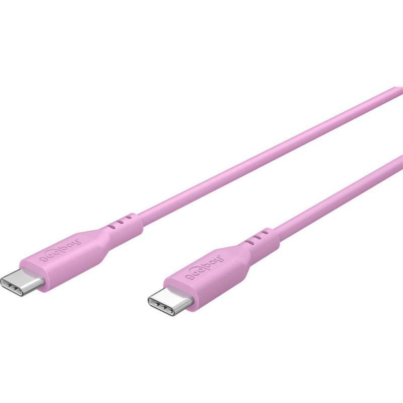 goobay USB 2.0 Silikonkabel pink, USB-C Stecker > USB-C Stecker Kabel, 1,5