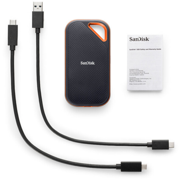 SanDisk Extreme PRO Portable SSD V2 1 TB, schwarz/orange, USB-C 3.2 Gen 2x2 (20, Gebraucht