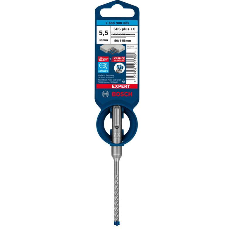 Bosch Professional EXPERT Hammerbohrer SDS-plus-7X, Ø 5,5mm Bohrer, Arbeitslänge