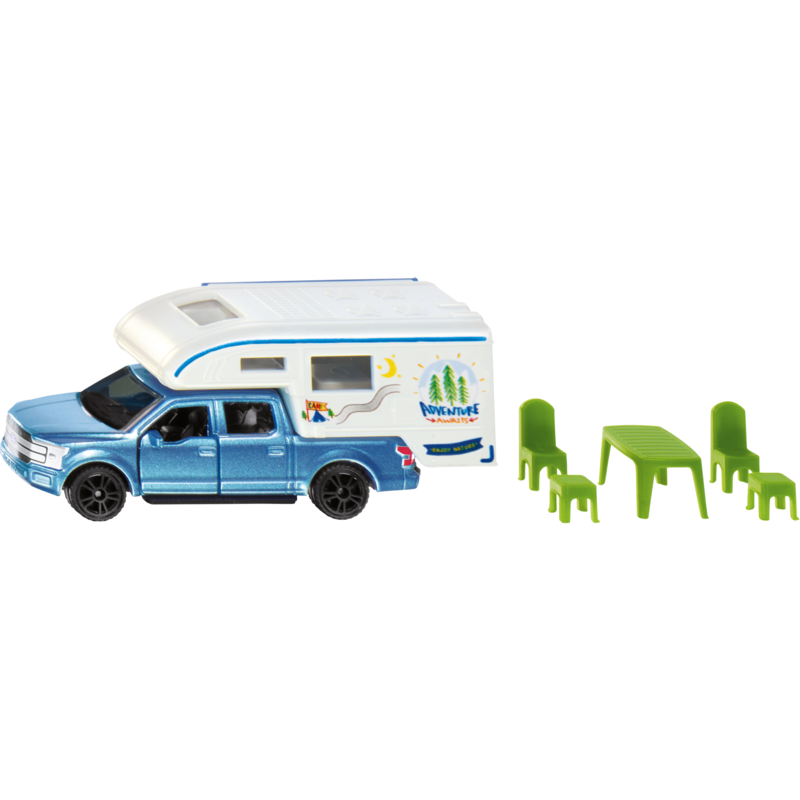 SIKU SUPER Ford F150 Pick-Up Camper Modellfahrzeug, blau/weiß