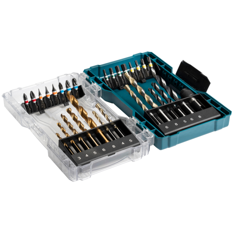 Makita Bohrer- & Bit-Satz E-07054, 29-teilig, Klappbox mit transparentem Deckel