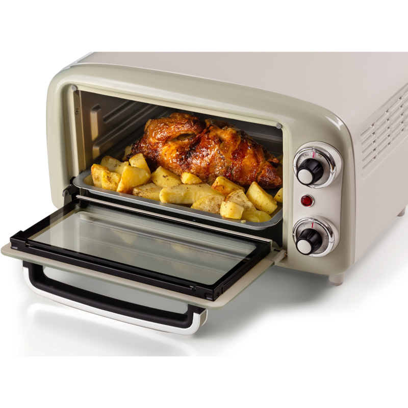 Ariete Mini-Backofen Vintage Beige, weiß/hellgrün, 800 Watt, 10 Liter