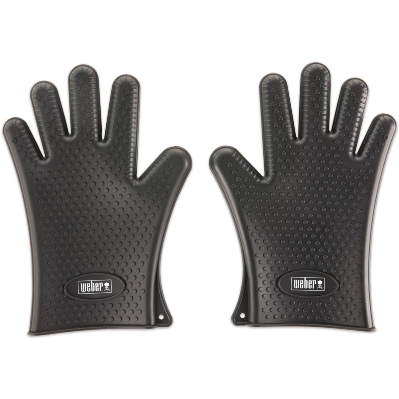 Weber 7017 Silikon-Grillhandschuhe Handschuh, schwarz, Größe 9