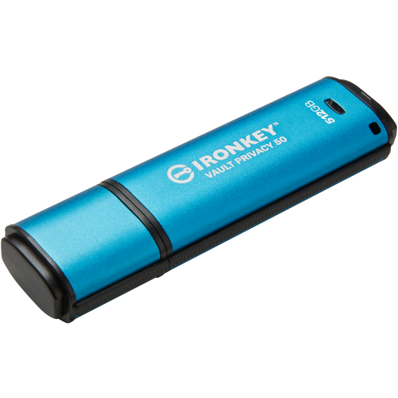 Kingston IronKey Vault Privacy 50 512 GB USB-Stick, hellblau/schwarz, USB-A 3.2