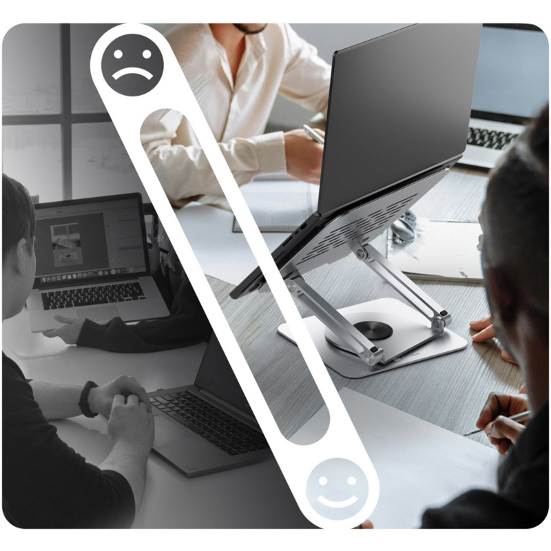 ICY BOX Höhenverstellbarer, drehbarer Notebook-Ständer IB-NH300-R, silber, für