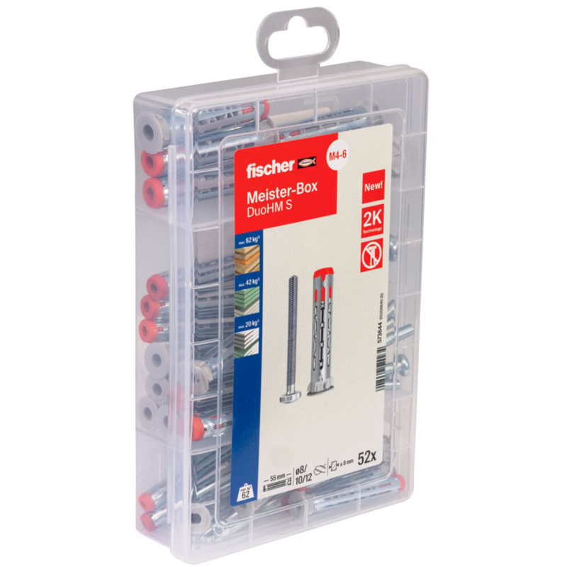 fischer Meister-Box DuoHM Hohlraumdübel + Panhead-Schraube TX Dübel, 52-teilig