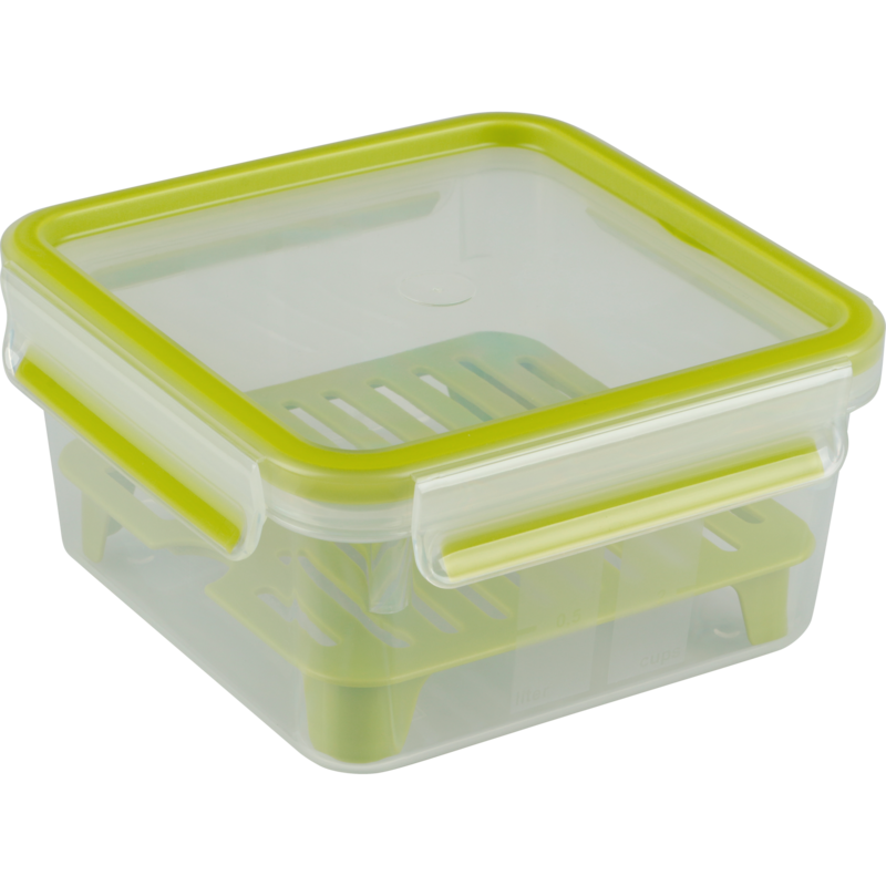 Emsa CLIP & GO Sandwichbox XL 1,3 Liter Lunch-Box, transparent/grün, mit