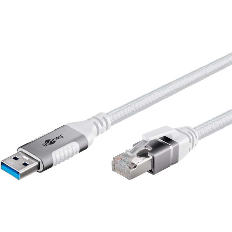 goobay Ethernet-Kabel USB-A 3.2 Gen1 Stecker > RJ-45 Stecker LAN-Adapter, weiß