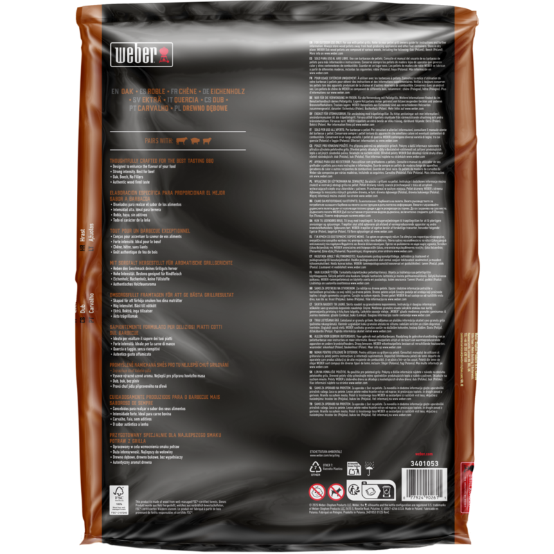 Weber Holzpellets Eiche, 8kg Brennstoff, für Smoker und Pelletgrills